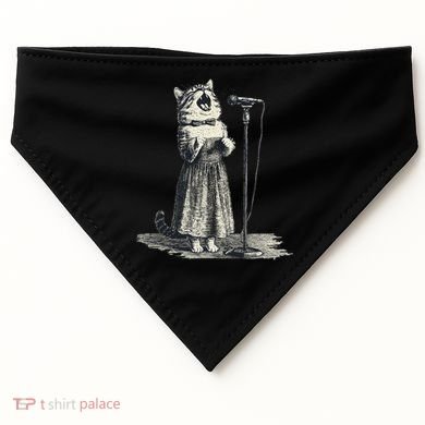 Vintage Singing Cat Microphone Retro Illustration USA-Made Doggie Bandana