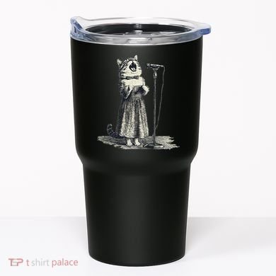 Vintage Singing Cat Microphone Retro Illustration Tumbler