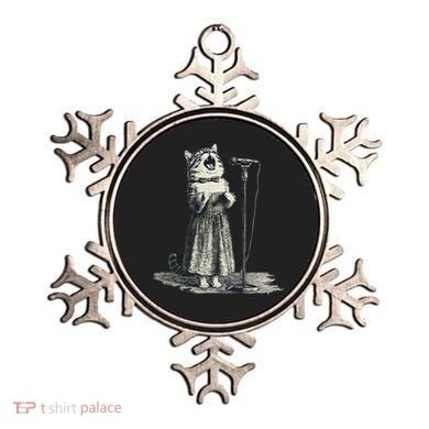 Vintage Singing Cat Microphone Retro Illustration Ornament