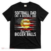 Vintage Softball Dad Like A Baseball Dad US Flag Fathers Day T-Shirt thumb 0