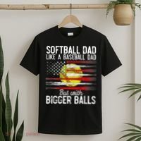 Vintage Softball Dad Like A Baseball Dad US Flag Fathers Day T-Shirt thumb 2