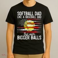 Vintage Softball Dad Like A Baseball Dad US Flag Fathers Day T-Shirt thumb 3