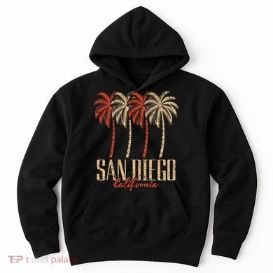 Vintage San Diego Retro Palm Trees Graphic Hoodie