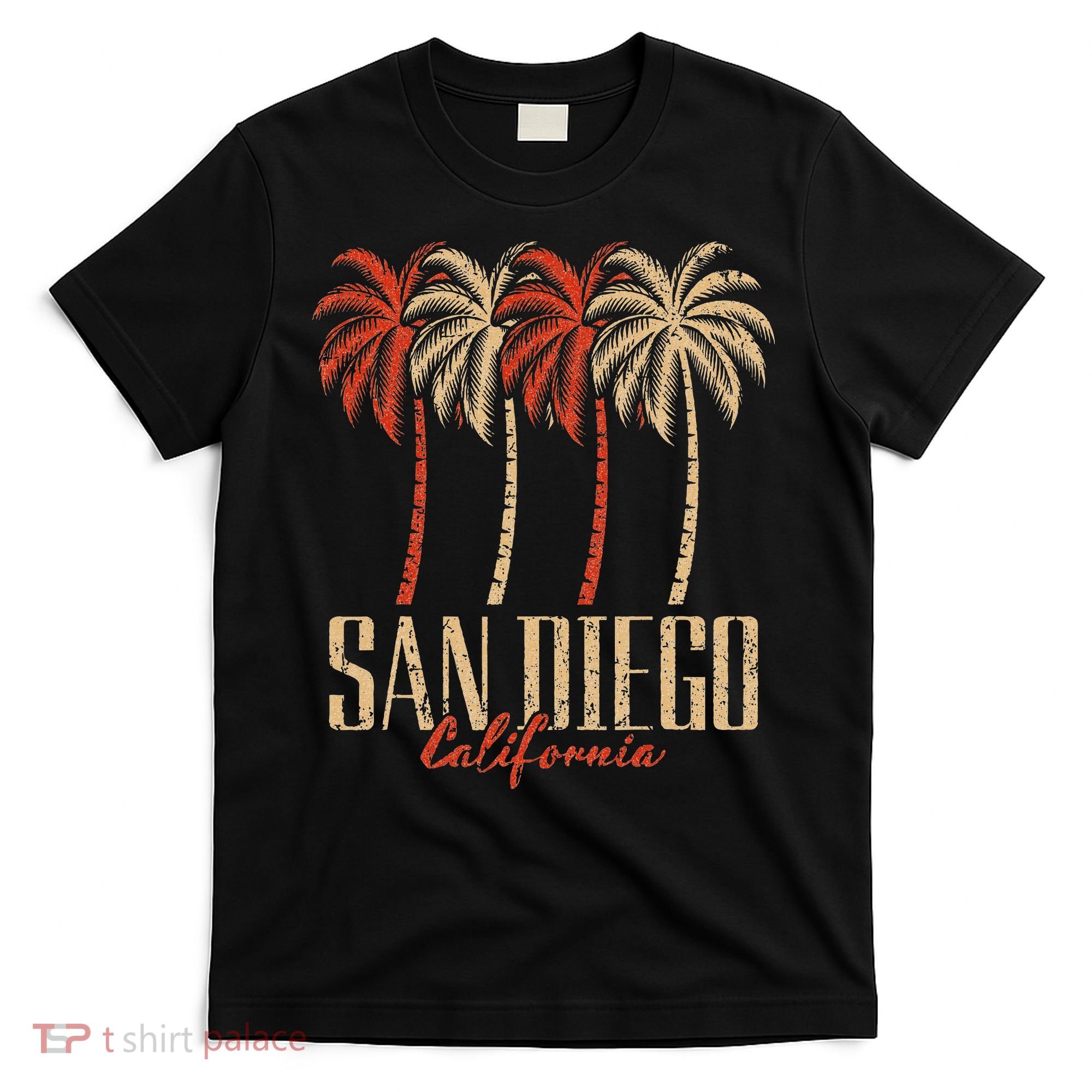 Vintage San Diego Retro Palm Trees Graphic T-Shirt