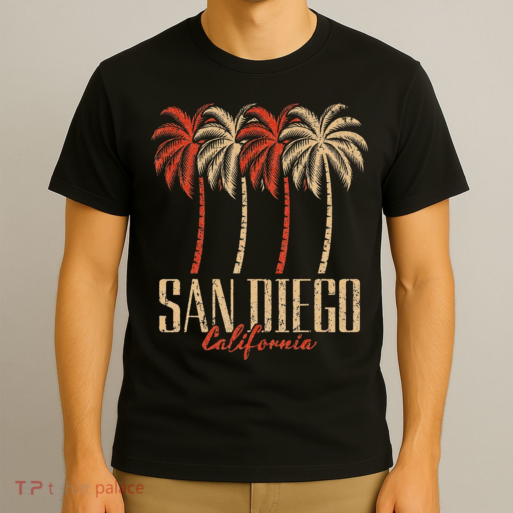 Vintage San Diego Retro Palm Trees Graphic T-Shirt