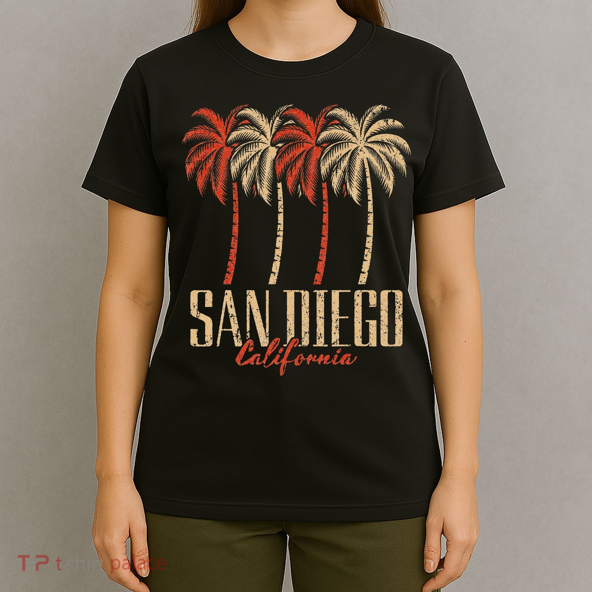 Vintage San Diego Retro Palm Trees Graphic T-Shirt