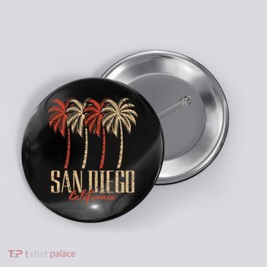 Vintage San Diego Retro Palm Trees Graphic Button