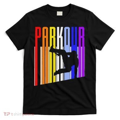 Vintage Style Distressed Parkour Retro Silhouette T-Shirt