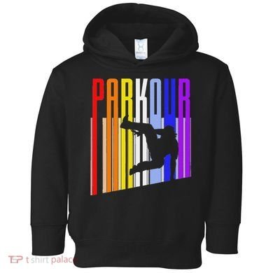 Vintage Style Distressed Parkour Retro Silhouette Toddler Hoodie