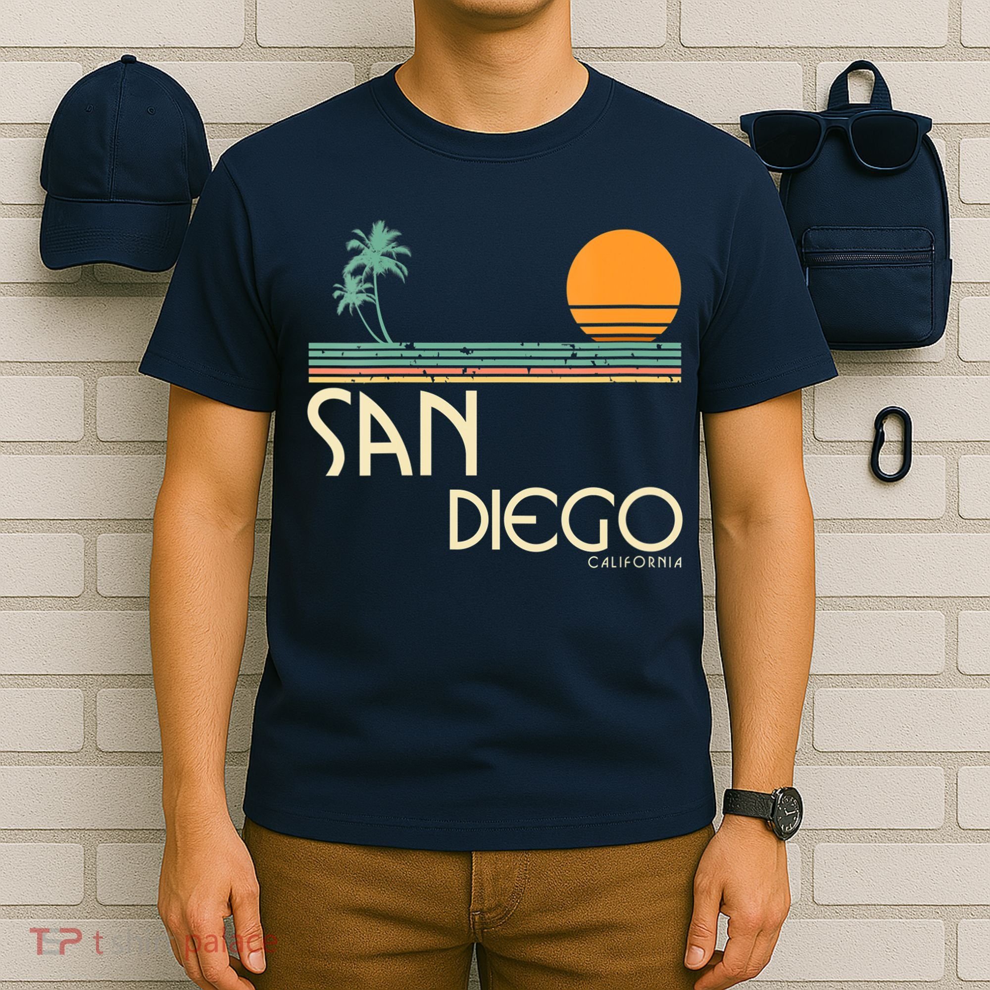 Vintage San Diego California Sunset Palms T-Shirt