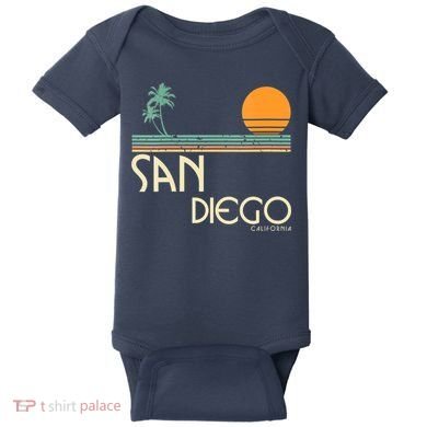Vintage San Diego California Sunset Palms Baby Bodysuit