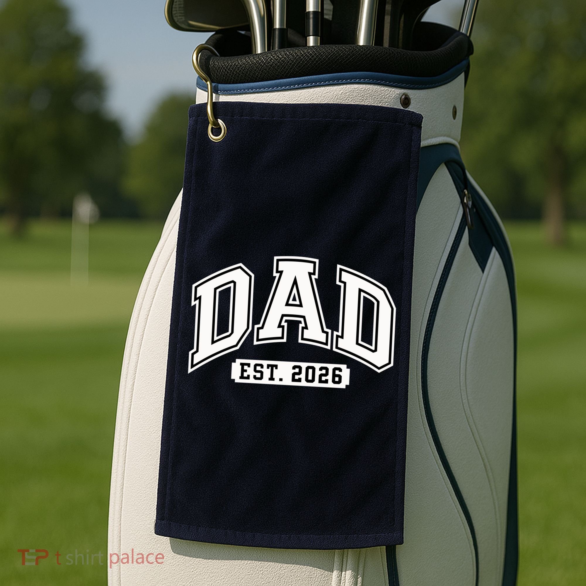 Varsity Sporty Dad Est 2026  Golf Towel