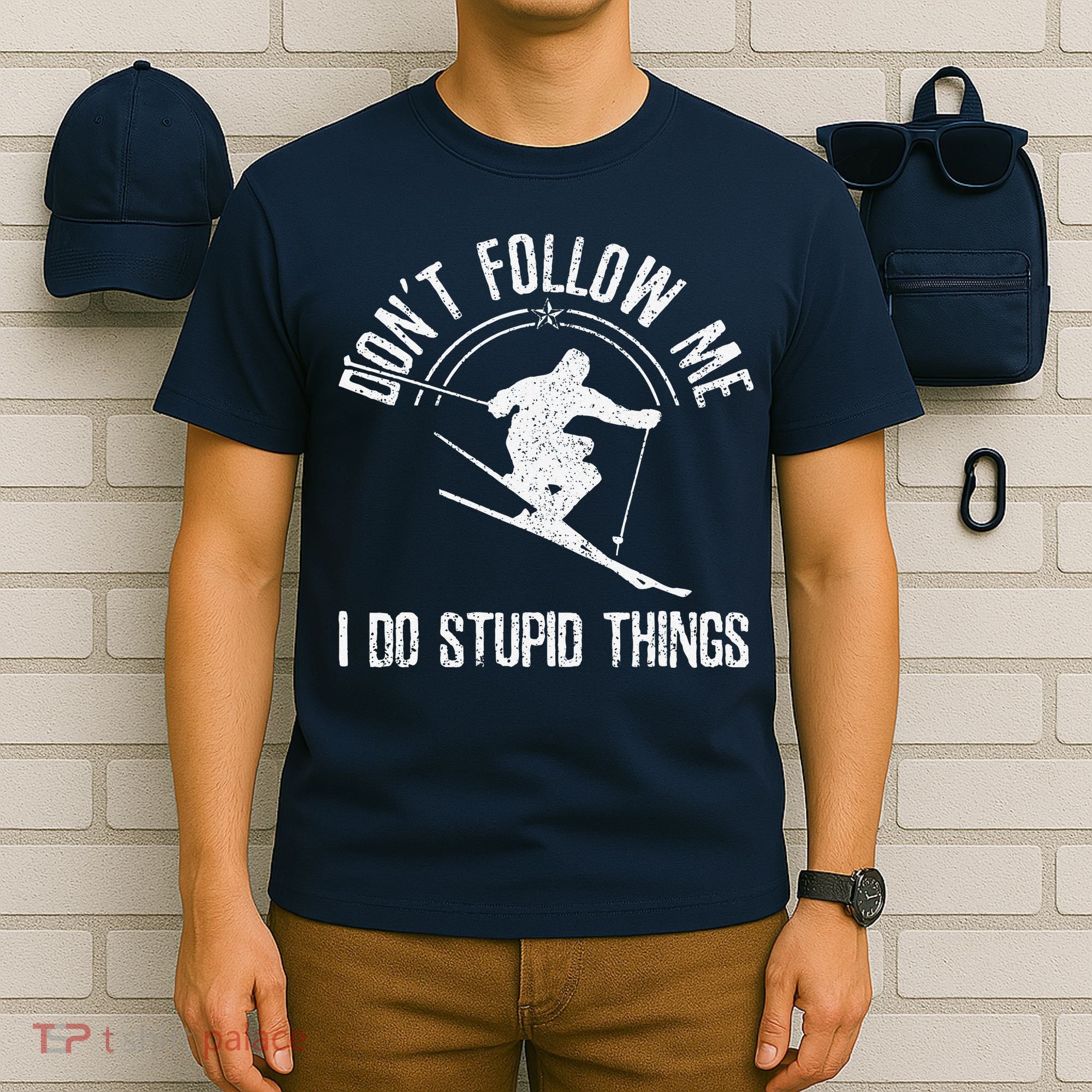 vintage Ski Don't Follow Me Skiing Freestyle Skier T-Shirt