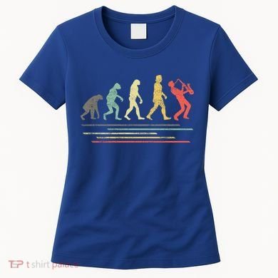 Vintage Saxophonist Evolution Saxophone Player Gift Women's T-Shirt