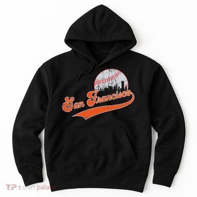 Vintage San Francisco Skyline Game Day Retro Baseball Hoodie