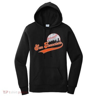 Vintage San Francisco Skyline Game Day Retro Baseball Women's Hoodie