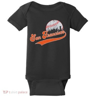 Vintage San Francisco Skyline Game Day Retro Baseball Baby Bodysuit