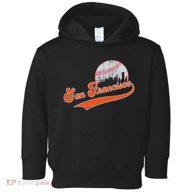 Vintage San Francisco Skyline Game Day Retro Baseball Toddler Hoodie