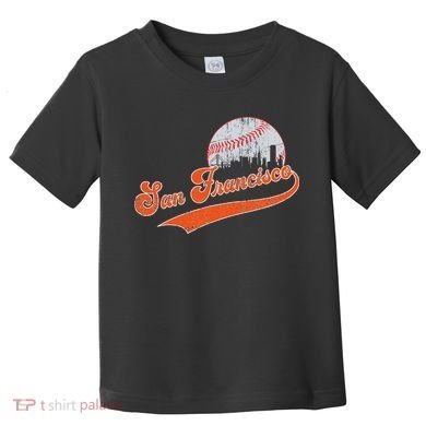 Vintage San Francisco Skyline Game Day Retro Baseball Toddler T-Shirt