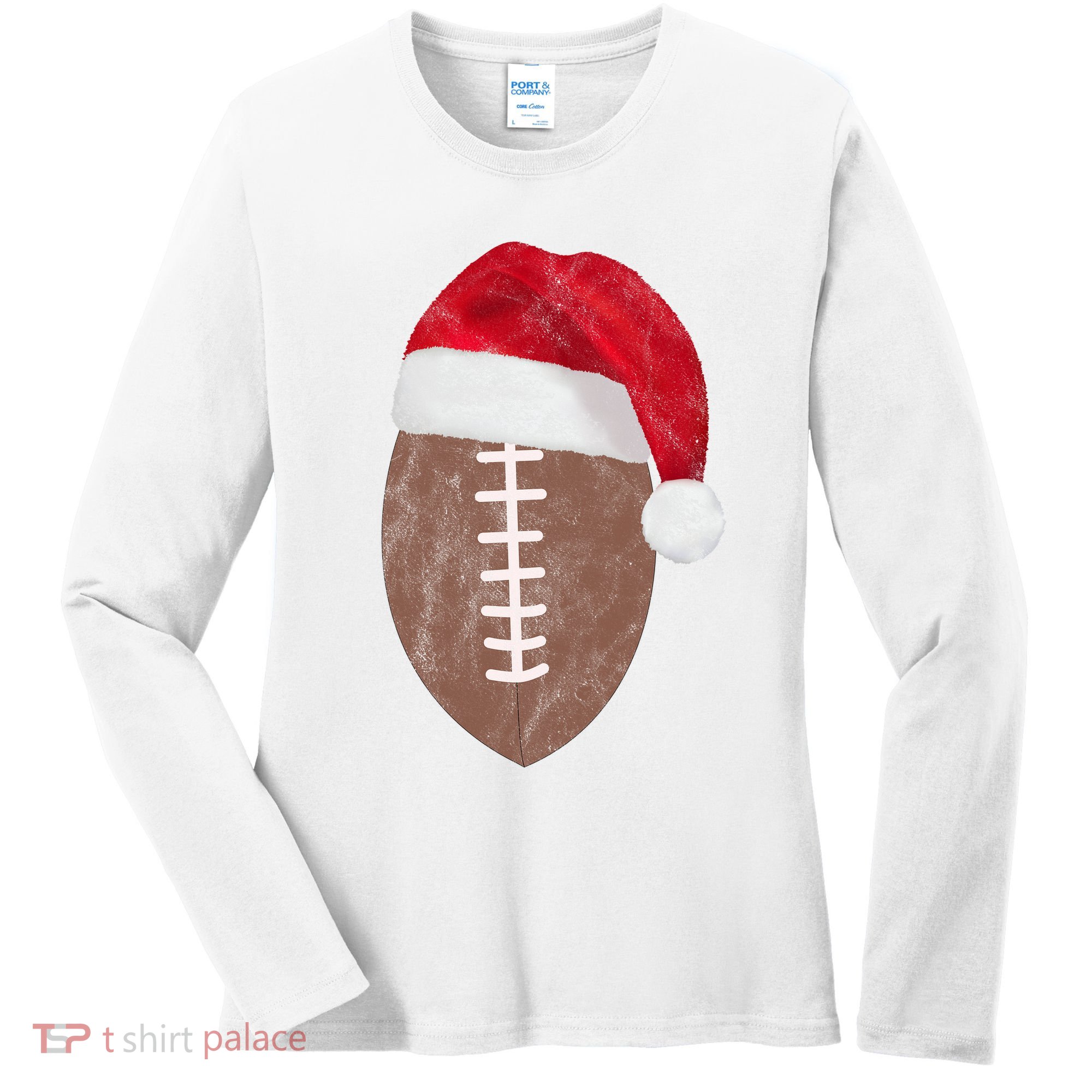 Vintage Santa Football Lover Christmas Women's Long Sleeve Shirt