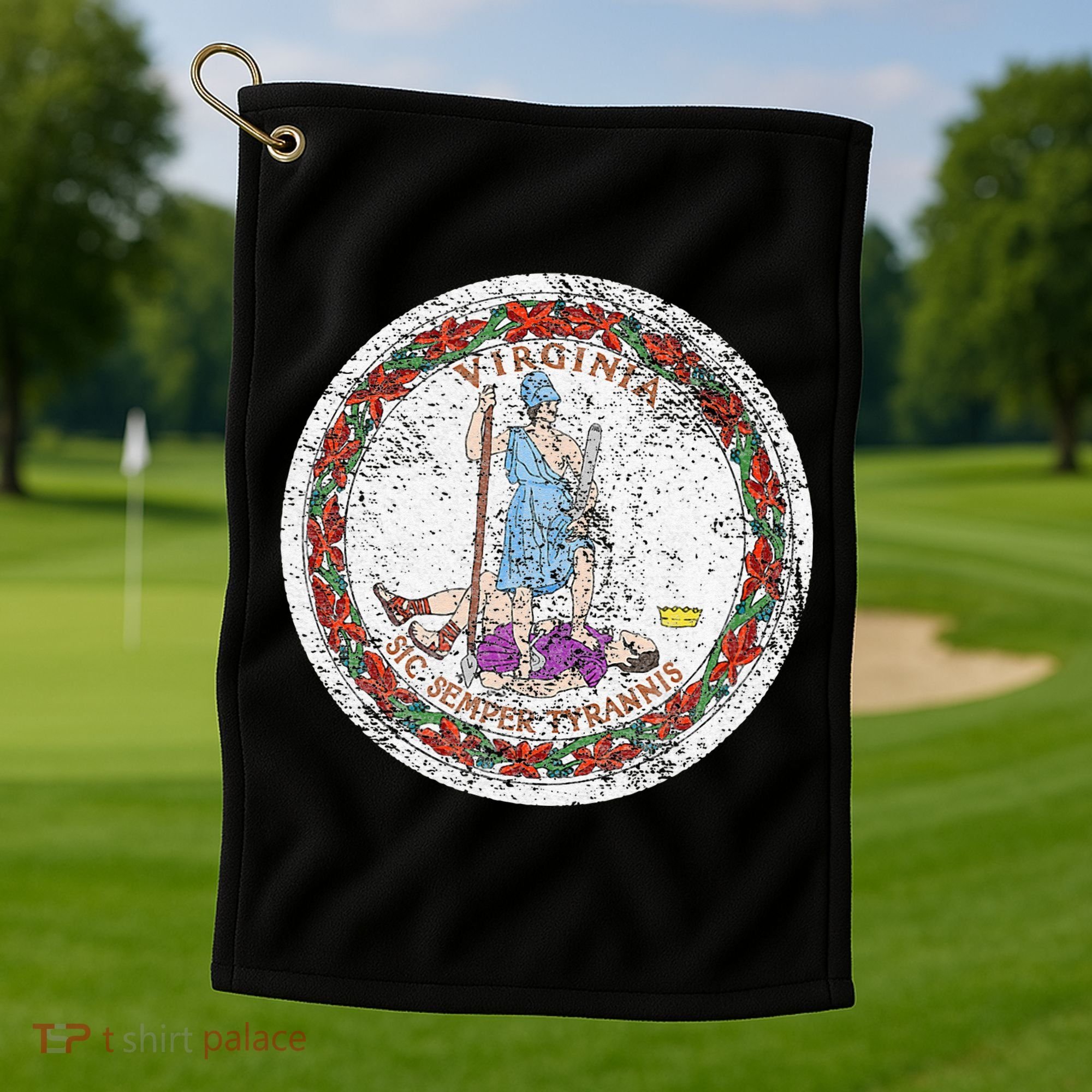 VIRGINIA STATE FLAG SEAL RICHMOND NORFOLK Golf Towel