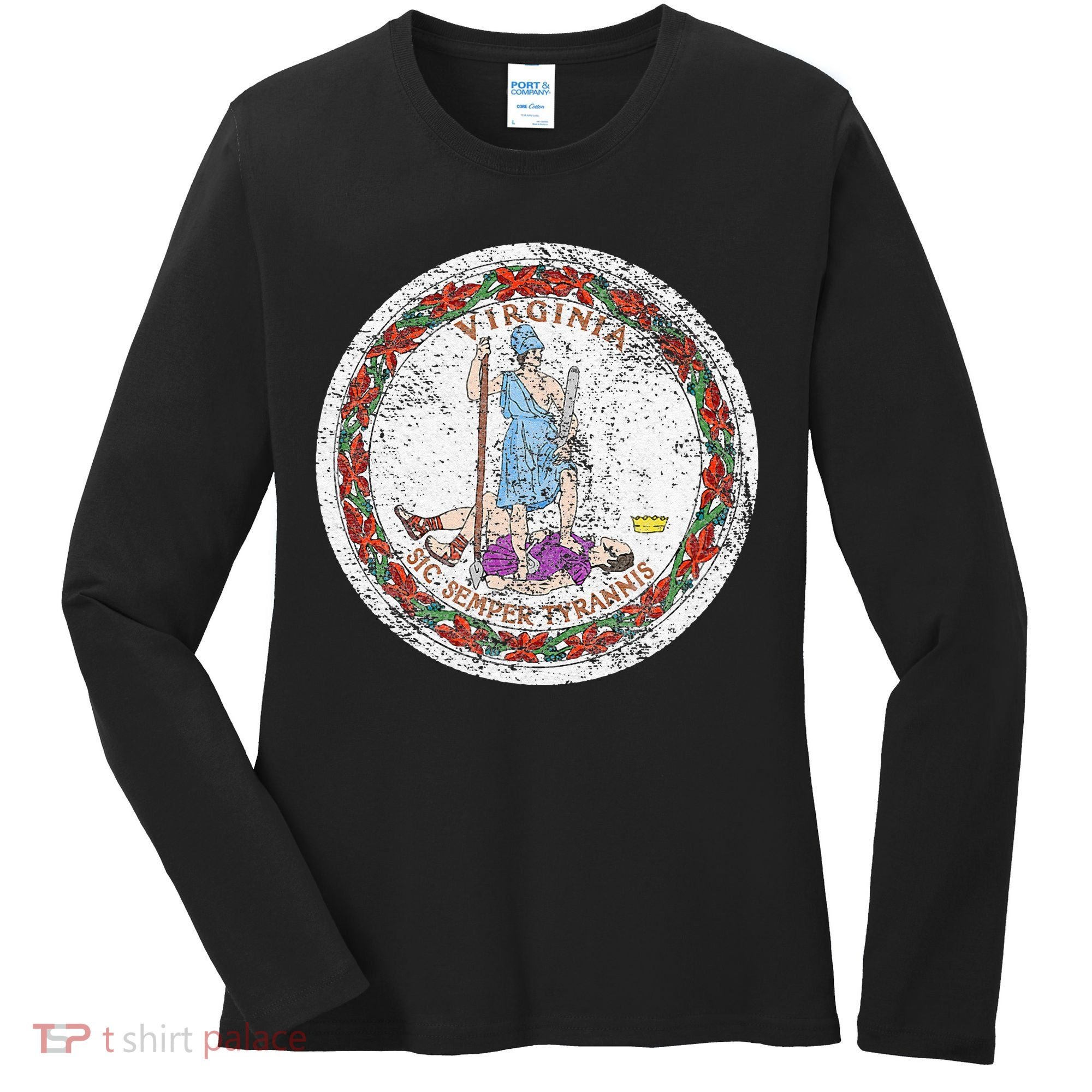 VIRGINIA STATE FLAG SEAL RICHMOND NORFOLK Women's Long Sleeve Shirt