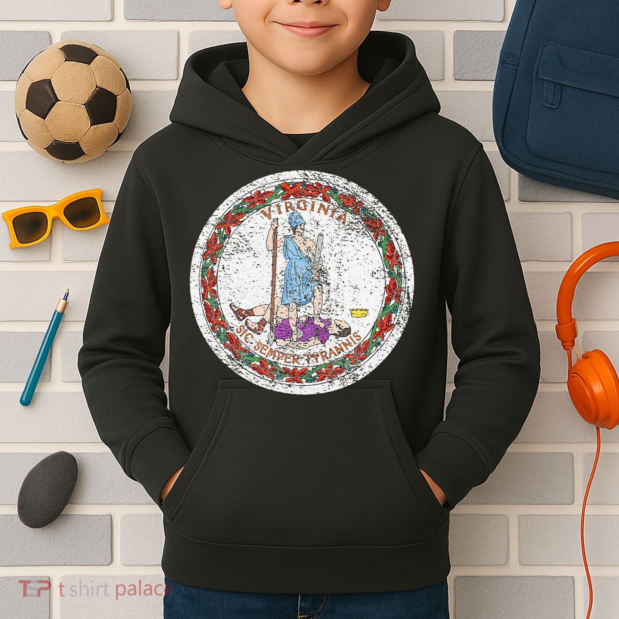 VIRGINIA STATE FLAG SEAL RICHMOND NORFOLK Kids Hoodie