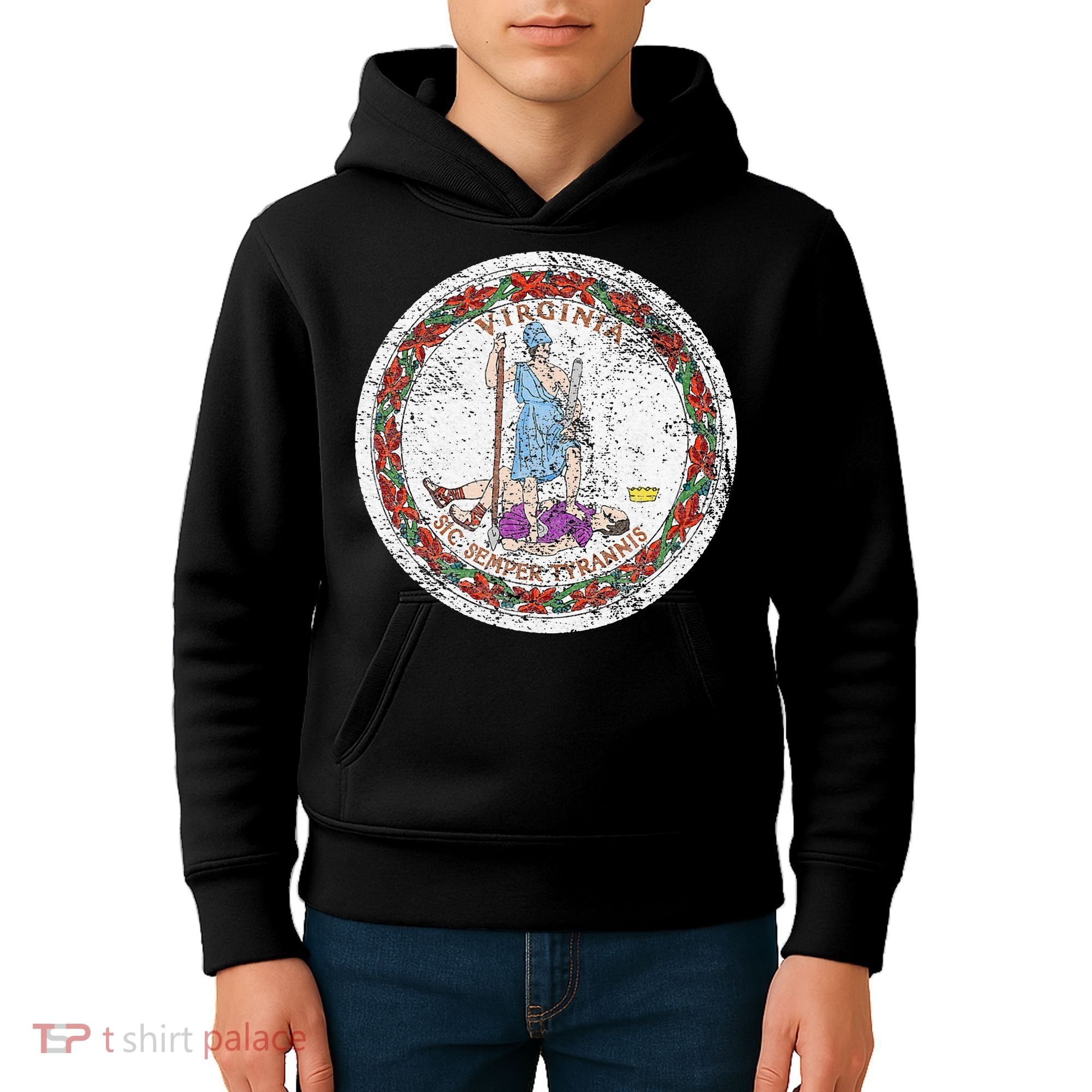 VIRGINIA STATE FLAG SEAL RICHMOND NORFOLK Kids Hoodie
