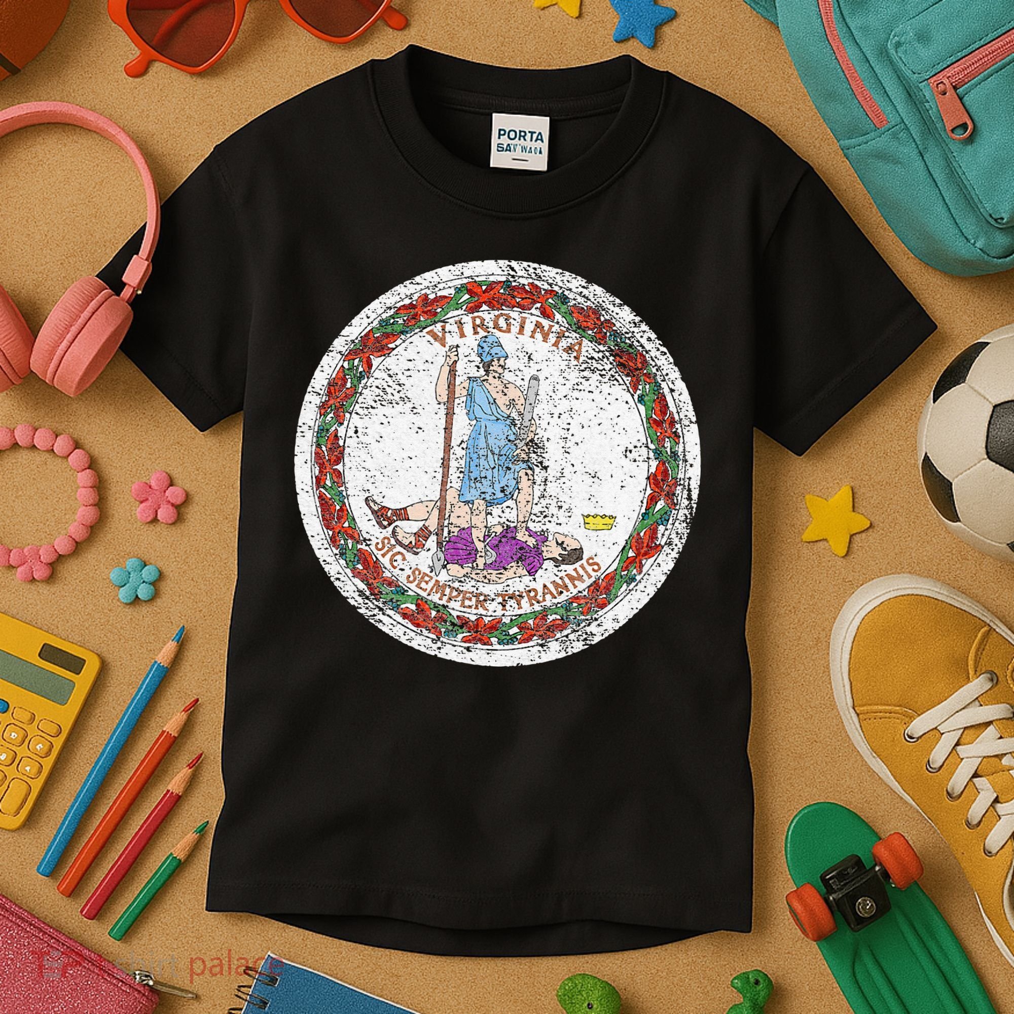 VIRGINIA STATE FLAG SEAL RICHMOND NORFOLK Kids T-Shirt