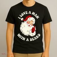 Vintage Santa Fun Retro I Love A Man With A Beard Christmas T-Shirt thumb 3