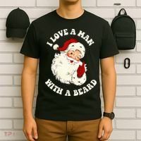 Vintage Santa Fun Retro I Love A Man With A Beard Christmas T-Shirt thumb 6