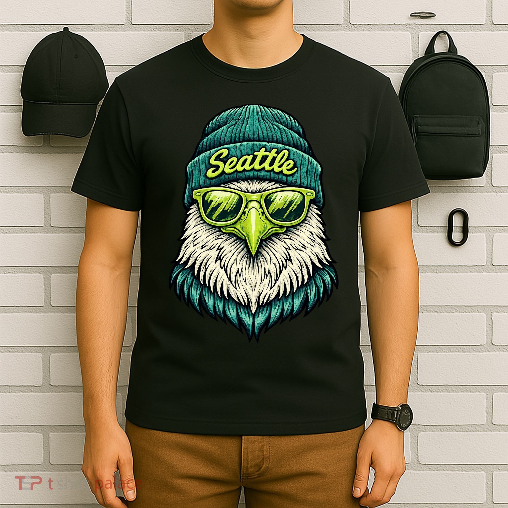 Vintage Seattle Graphic Bird Football T-Shirt