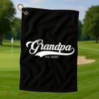 Varsity Style Grandpa EST 2026 Golf Towel thumb 1