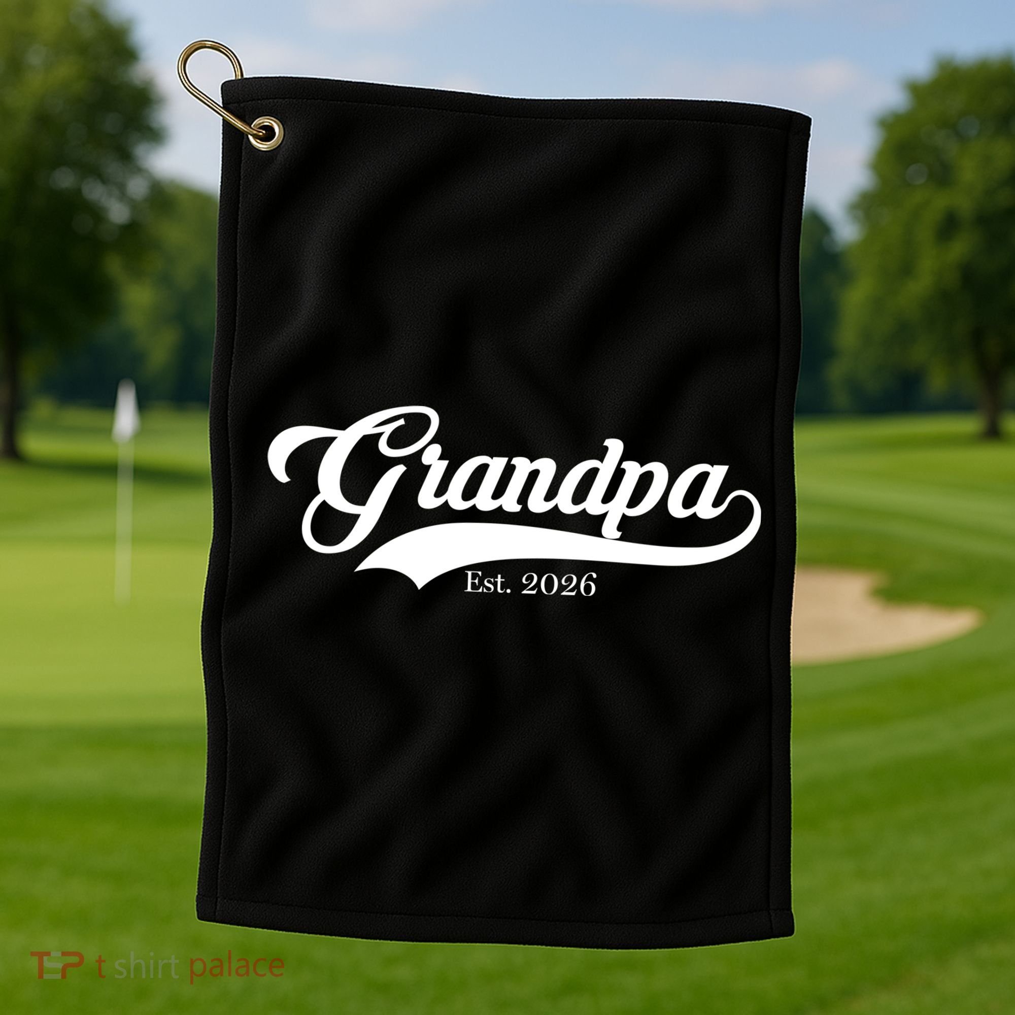 Varsity Style Grandpa EST 2026 Golf Towel