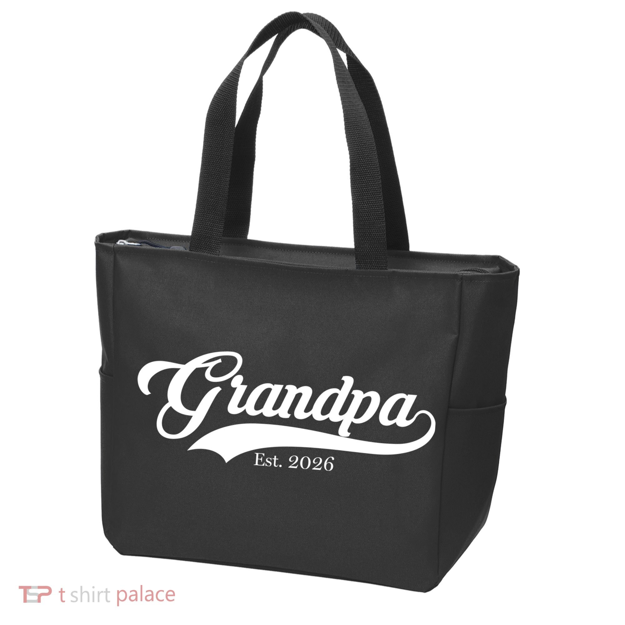 Varsity Style Grandpa EST 2026 Tote Bag