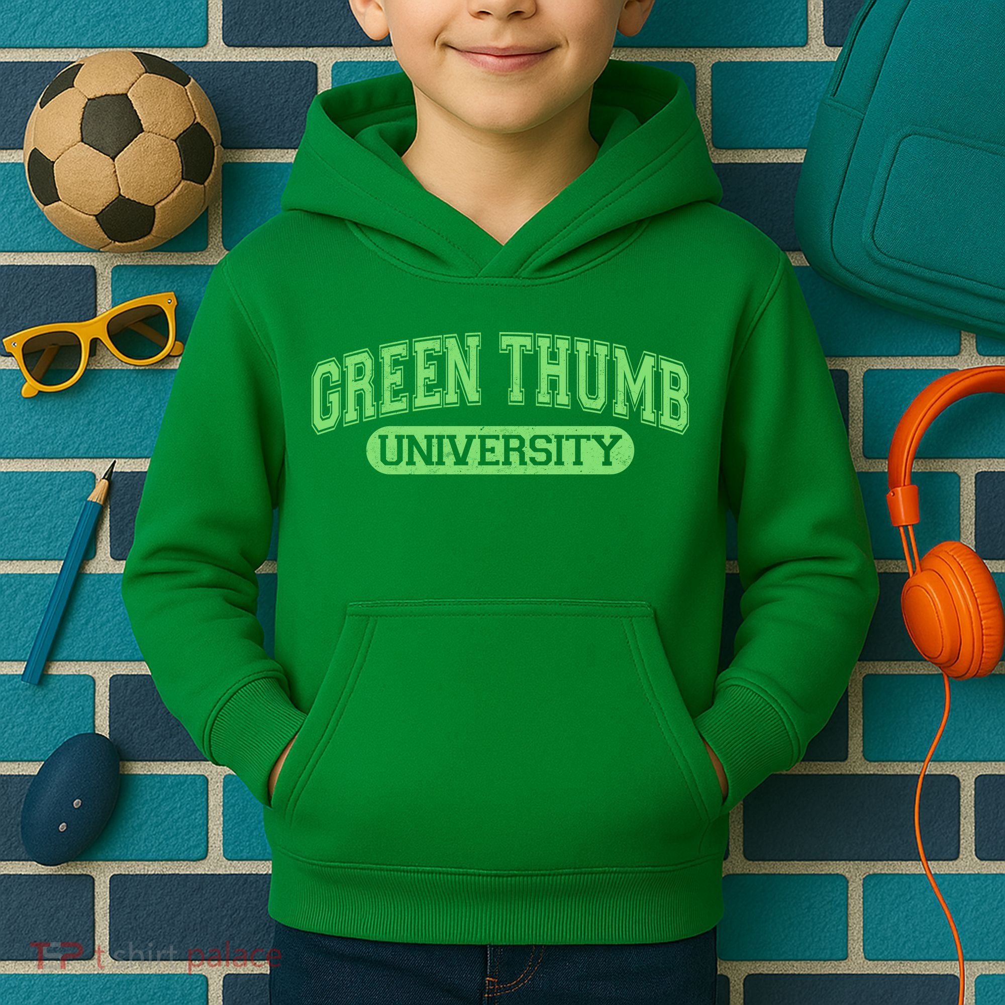 Varsity Style Green Thumb University Kids Hoodie