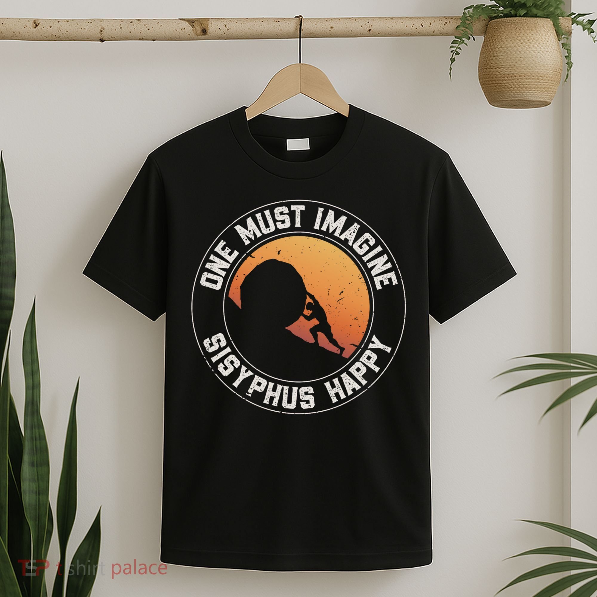 Vintage Sisyphus is Happy Quote The Myth of Sisyphus T-Shirt