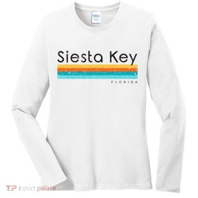 Vintage Siesta Key Florida Retro Design Women's Long Sleeve Shirt