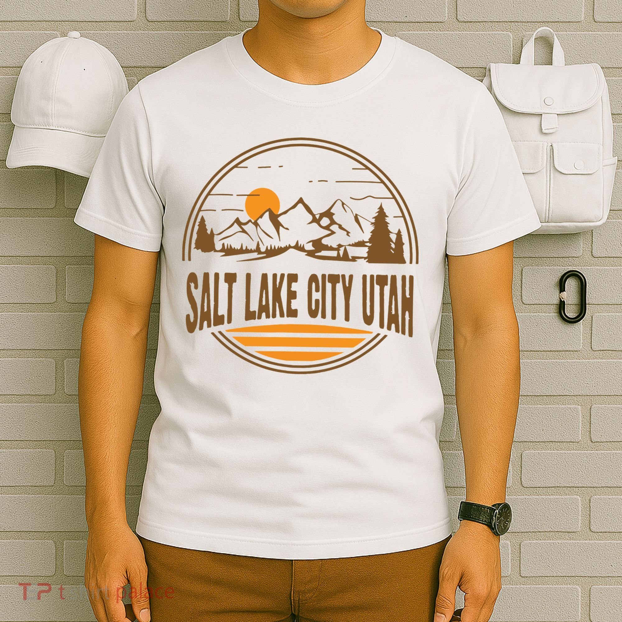 Vintage Salt Lake City Utah Mountain Hiking Souvenir Print T-Shirt