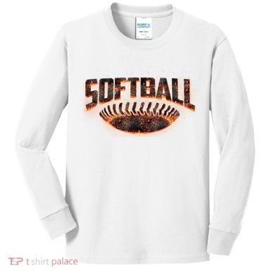 Vintage Softball Logo Kids Long Sleeve Shirt