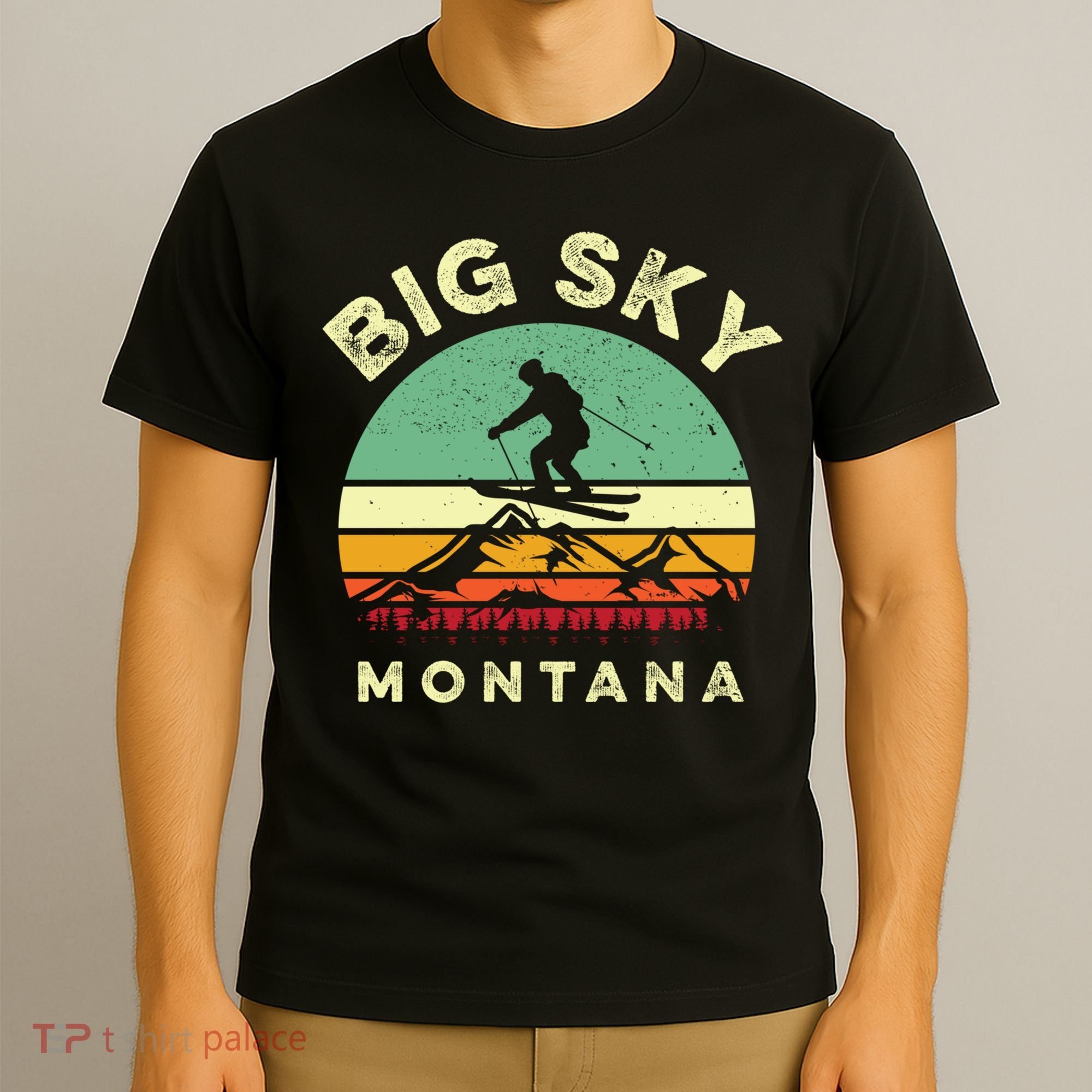 Vintage Skiing Lover Big Sky Montana Gift For Skier T-Shirt
