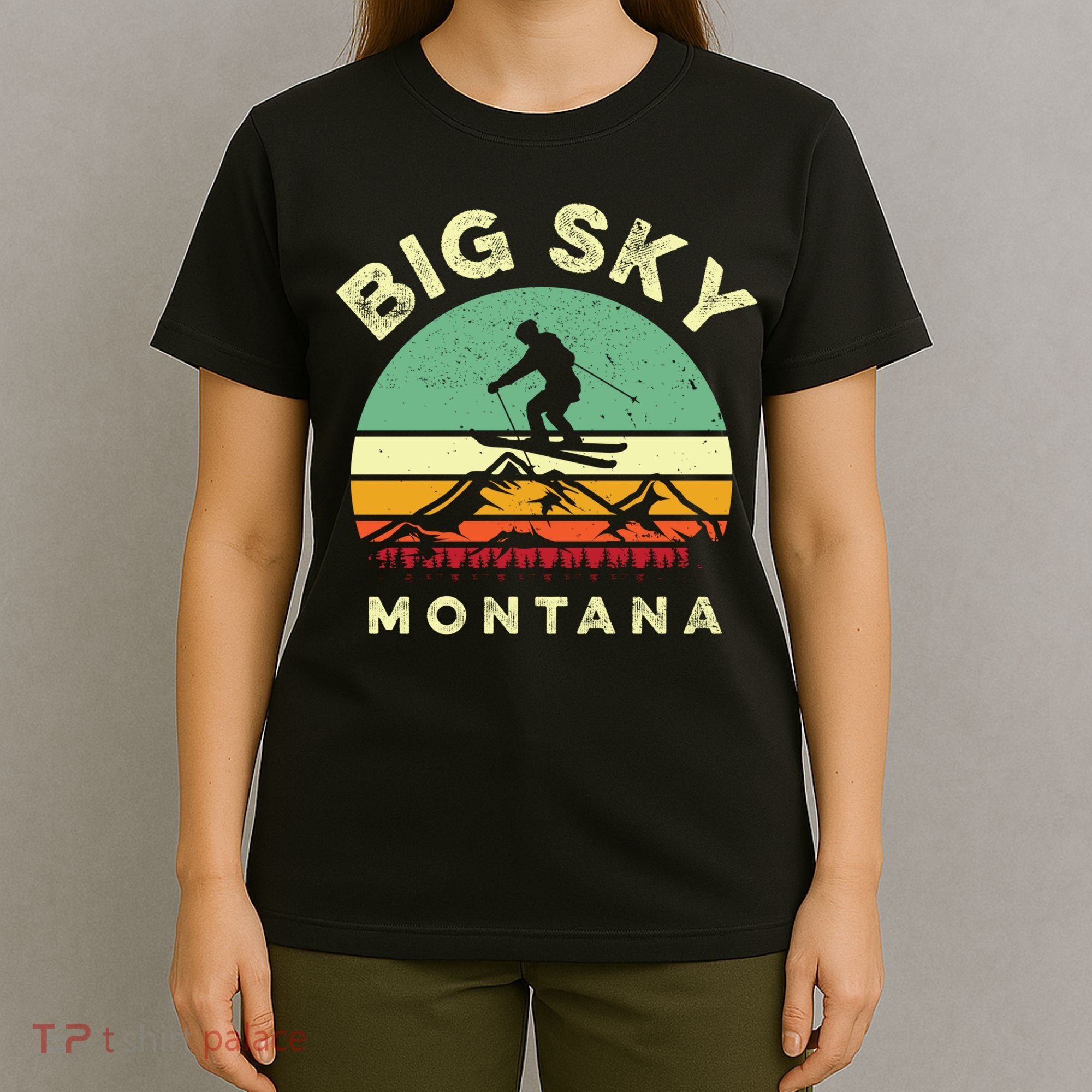 Vintage Skiing Lover Big Sky Montana Gift For Skier T-Shirt
