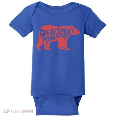 Vintage Smoky Mountains Retro Black Bear Typography Gift Baby Bodysuit