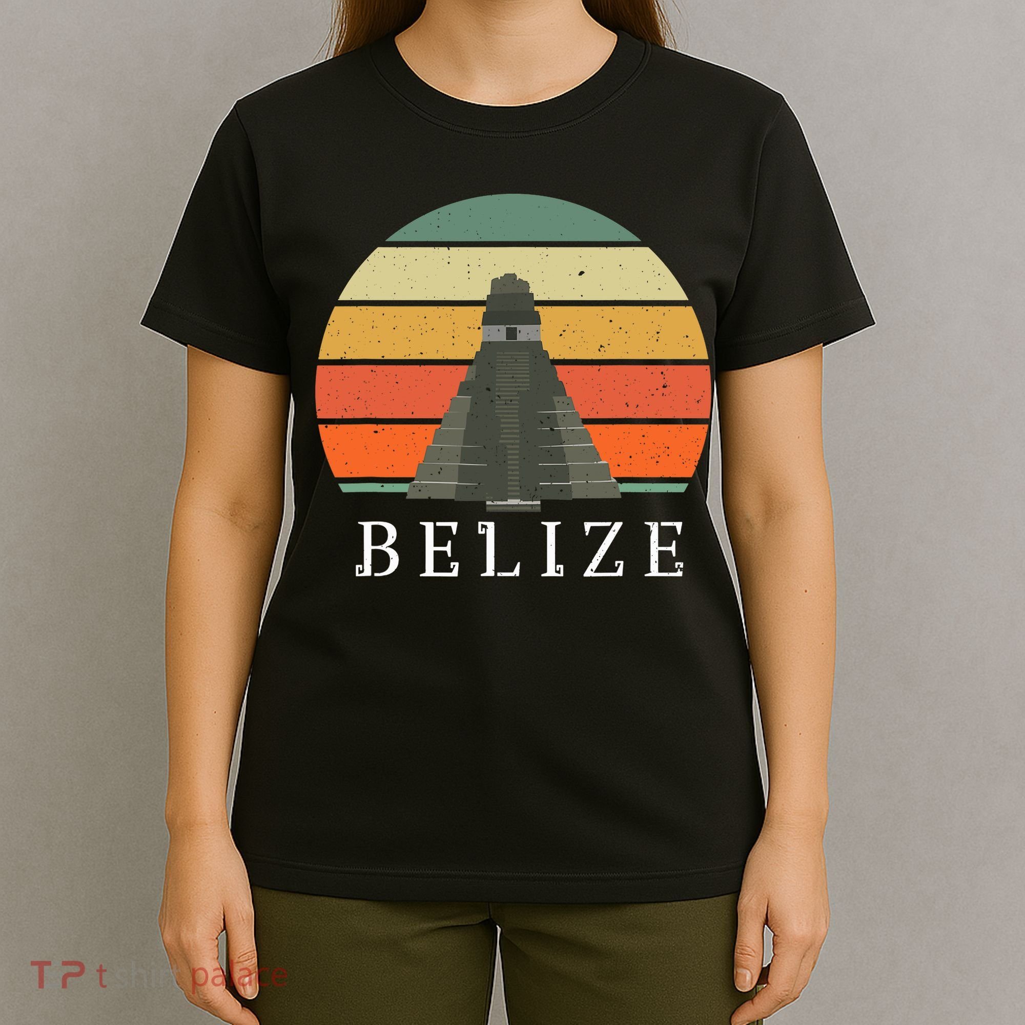 Vintage Sunset Maya Runs Belize Caribbean Travel Souvenir T-Shirt