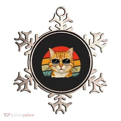 Vintage Style Orange Tabby Cat Wearing Sunglasses Ornament