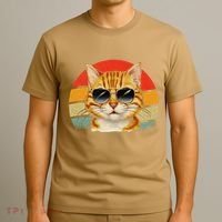 Vintage Style Orange Tabby Cat Wearing Sunglasses T-Shirt thumb 3