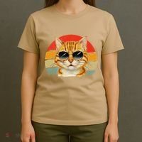 Vintage Style Orange Tabby Cat Wearing Sunglasses T-Shirt thumb 4