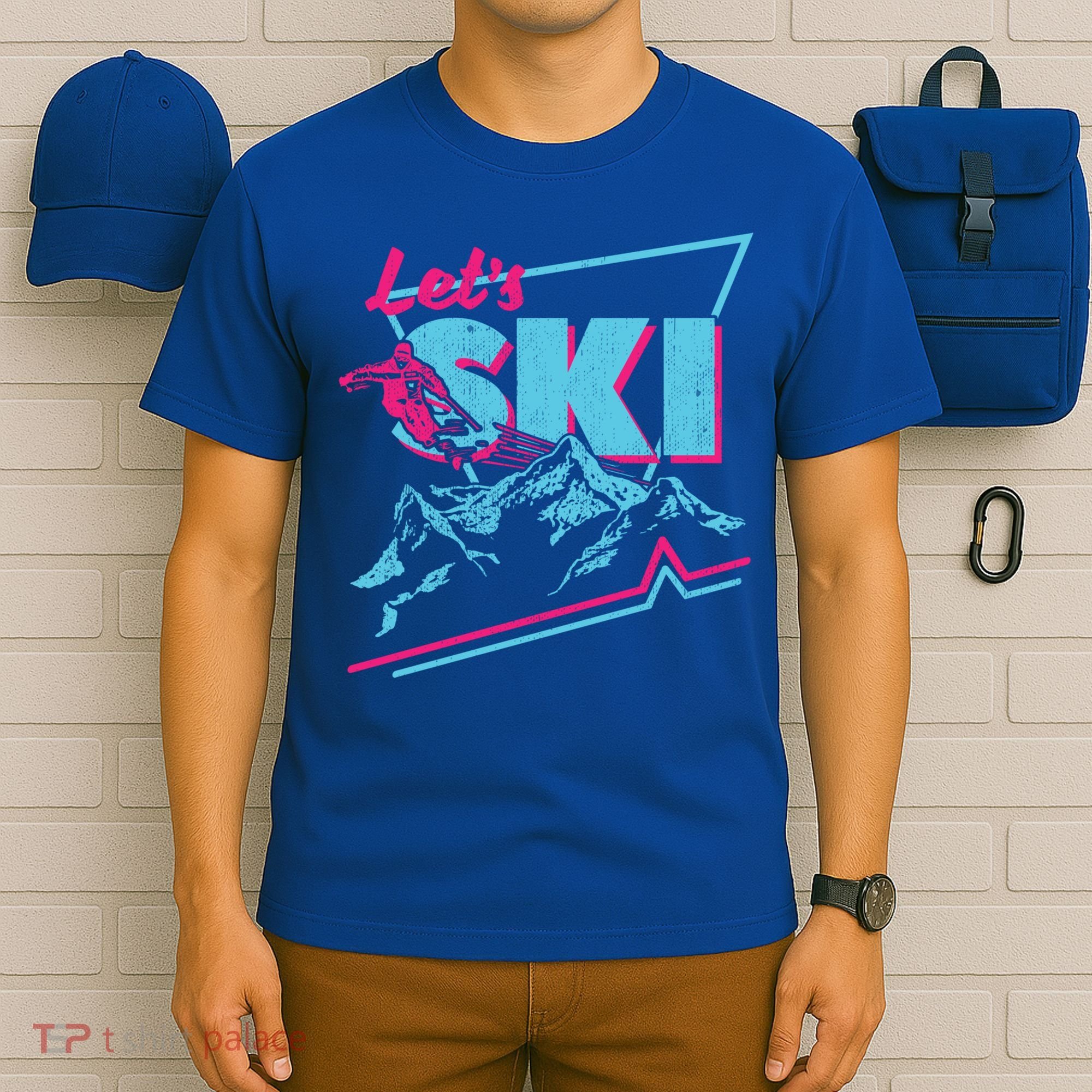 Vintage Ski Outfit 80s 90s Gift Retro Sports Crewneck Gift T-Shirt