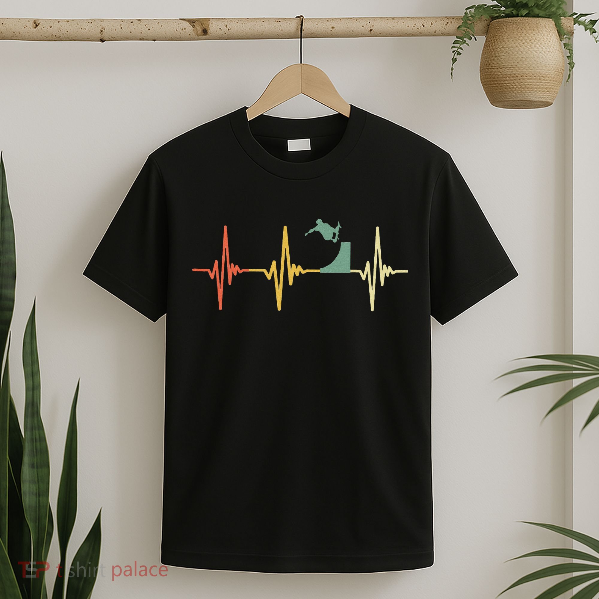 Vintage Skateboarding Ollie Retro Heartbeat Skateboarder T-Shirt