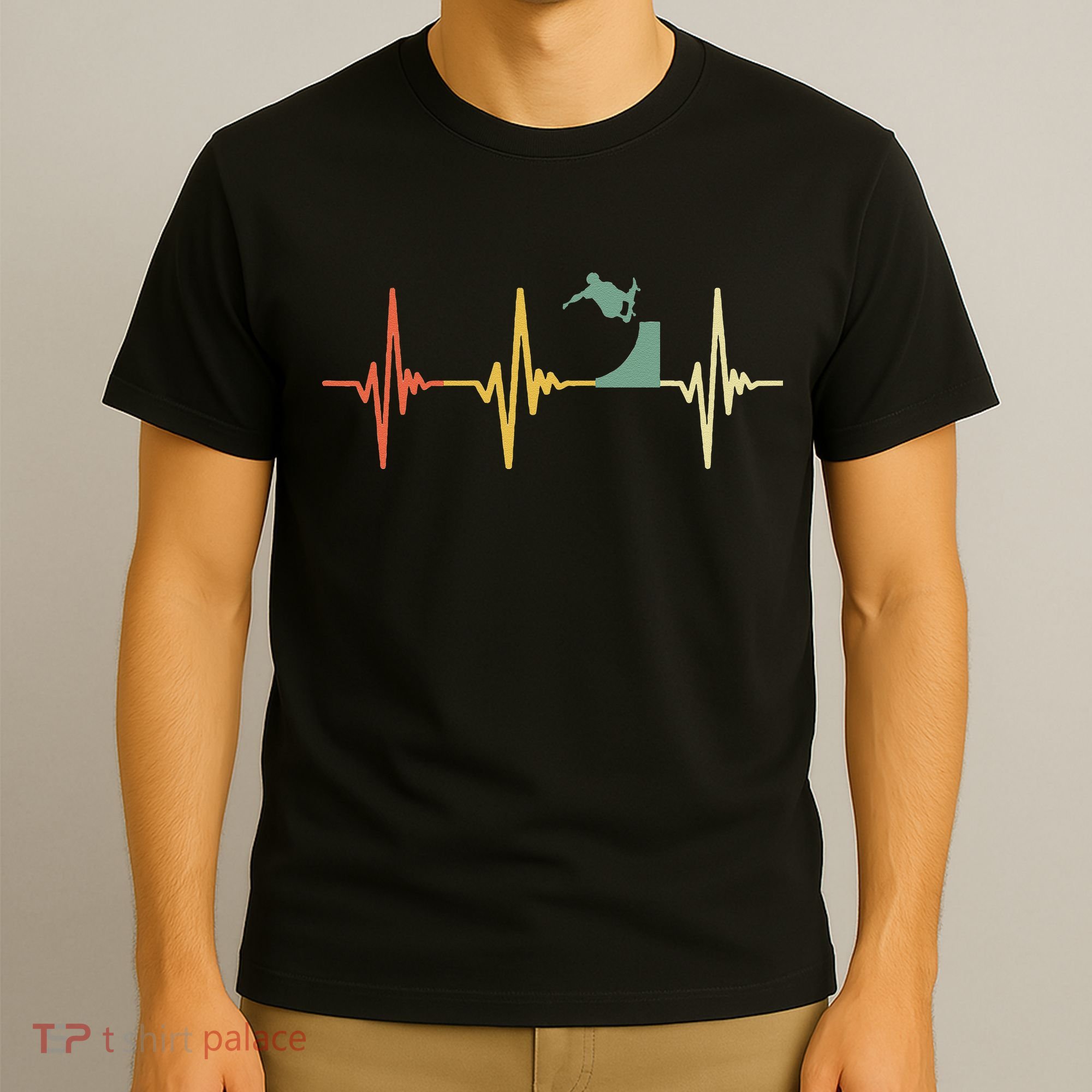 Vintage Skateboarding Ollie Retro Heartbeat Skateboarder T-Shirt